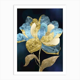 Blue And Gold Flower Art Print