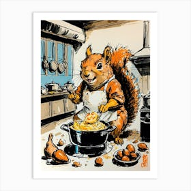 Squirrel In The Kitchen 1 Art Print