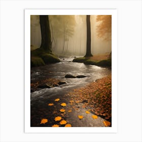 Autumn River Leaves 1 Art Print