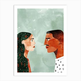 Illustration Of A Man And Woman 1 Art Print