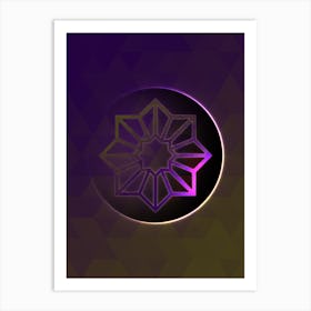 Geometric Neon Glyph on Jewel Tone Triangle Pattern 192 Art Print