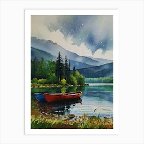 Canoes On The Lake Art Print