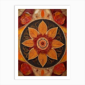 Distinctive boho art.Golden Harvest Mandala.4 Art Print