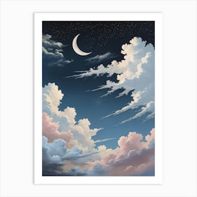 Crescent Moon And Clouds no1 Poster