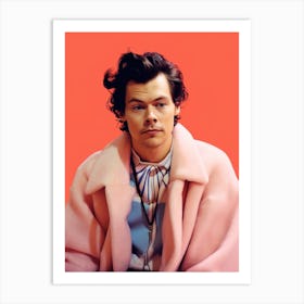 Harry Styles Portrait Red And Pink 4 Art Print
