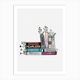 Books On A Shelf taylor swift album titles Art Print