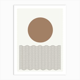 Boho Moon Waves Flat Abstract Design Scandi Decor A Art Print