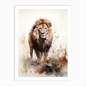 Lion Art Painting Wash Paint Style 1 Art Print