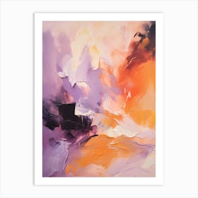 Lilac And Orange Autumn Abstract Painting 1 Art Print