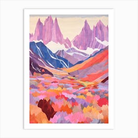 Mont Blanc France 1 Colourful Mountain Illustration Art Print