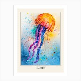 Jellyfish Colourful Watercolour 1 Poster Art Print