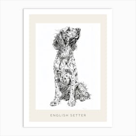 English Setter Dog Line Sketch 1 Poster Art Print