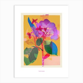 Hydrangea 1 Neon Flower Collage Poster Art Print