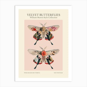 Velvet Butterflies Collection Pink Shades Butterfly William Morris Style 3 Art Print