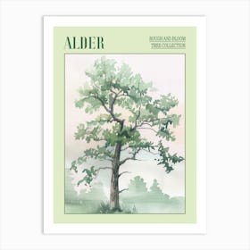 Alder Tree Atmospheric Watercolour Painting 3 Poster Art Print