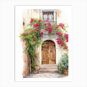 Palermo, Italy   Mediterranean Doors Watercolour Painting 4 Art Print