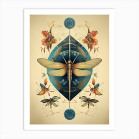 Dragonfly Botanical Vintage Illustration 6 Art Print