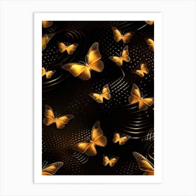 Golden Butterflies Wallpaper Art Print