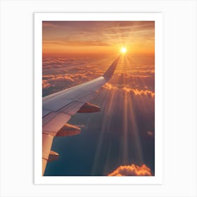Airplane Wing At Sunset - Reimagined Art Print