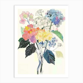 Hydrangea 3 Collage Flower Bouquet Art Print