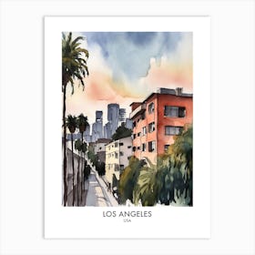 Los Angeles Watercolour Travel Poster 3 Art Print