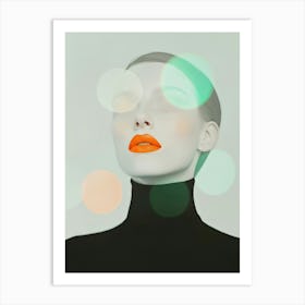 Surreal 0000 Soft Geometric Portrait 0002 Geometric Portrait 0005 Bp6586 Minimalistic Abstract Art A Woman With Orange Art Print