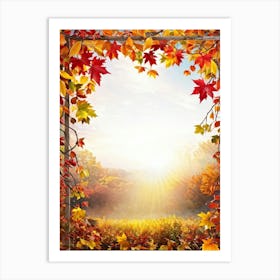 Bright Autumn Frame Encapsulating A Scene Of Seasonal Foliage Branches Laden With Various Hues Of R (5) Art Print