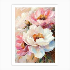 Pink And White Peony Background Art Print