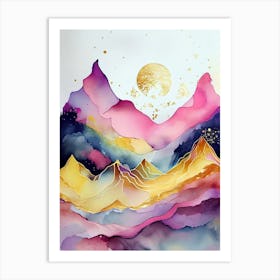 Watercolor Mountains Canvas Art Art Print