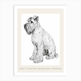 Soft Coated Wheaten Terrier Dog Line Sketch 3 Poster Art Print