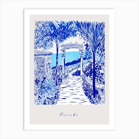 Ravello Italy Blue Drawing Poster Art Print