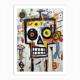 Basquiat's style Creepy Canvas: Halloween Skull Showcase Art Print