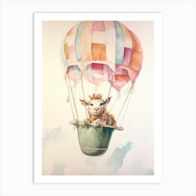 Baby Goat 2 In A Hot Air Balloon Art Print