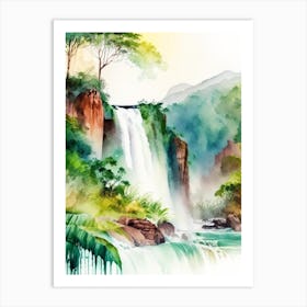 Iguacu Falls Of The North, Brazil Water Colour  (3) Art Print