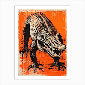 Alligator, Woodblock Animal Drawing 1 Art Print