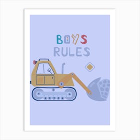 Boys Rules, Children's, Nursery, Bedroom, Kids, Art, Wall Print 1 Art Print