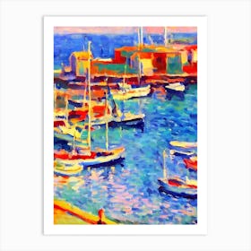 Port Of Burgas Bulgaria Brushwork Painting harbour Art Print