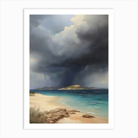 beaches and thunderstorm. Oil colors. Art Print