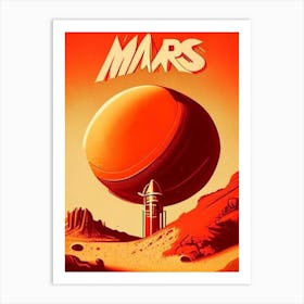 Mars Vintage Sketch Space Art Print