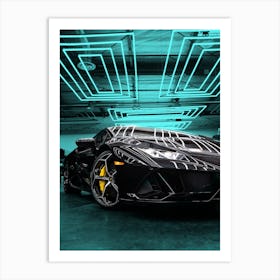 Black Light Cars Art Print