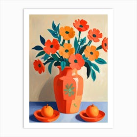 Orange Flowers In A Vase 1 Art Print