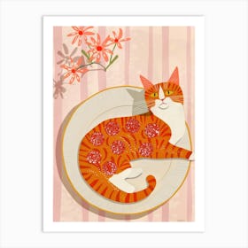 Cat With Pepperoni On Top Art Print