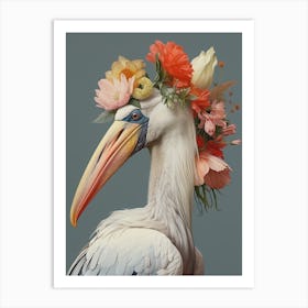 Bird With A Flower Crown Pelican 1 Art Print