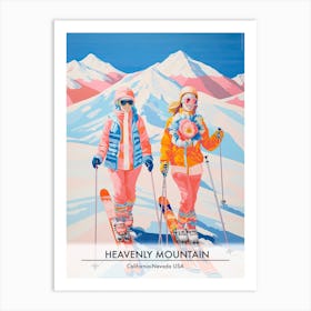 Heavenly Mountain   California Nevada Usa, Ski Resort Poster Illustration 3 Art Print