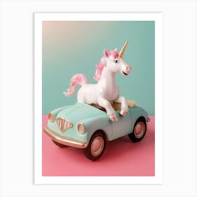 Toy Pastel Unicorn In A Toy Car 2 Art Print