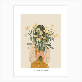 Bloom And Grow Spring Girl With Yellow Flowers 4 Art Print