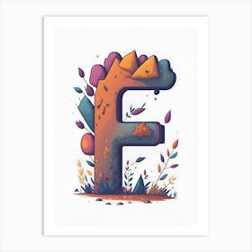 Colorful Letter F Illustration 72 Art Print