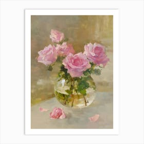 Pink Roses In A Vase 4 Art Print