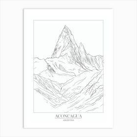 Aconcagua Argentina Line Drawing 6 Poster Art Print