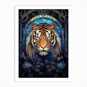 Tiger Art In Art Nouveau Style 2 Art Print